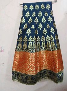 Blue &amp; Gold Fishtail Ethnic Skirt