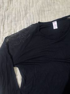Black Sheer Sleeve Top