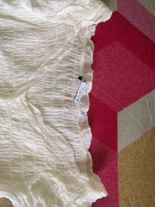 Ruched White Crop Top