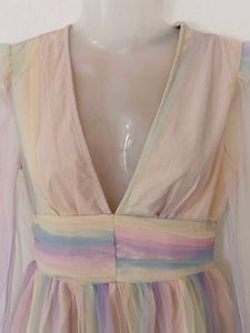 RAINBOW MESH SKATER DRESS