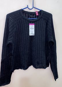 Black Open Knit Sweater