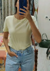 H&amp;M Cotton Tshirt Light Yellow