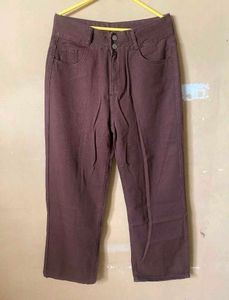 High Waist Straight Leg Brown Jeans