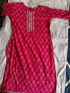 Pink Cotton Kurta With Dupatta