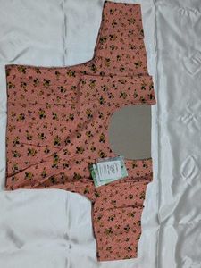 Floral Blouse Peach Stretchable