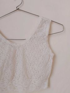 Net White Crop Top.H