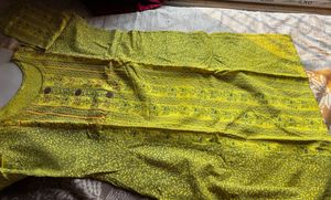 Yellow Printed Kurti