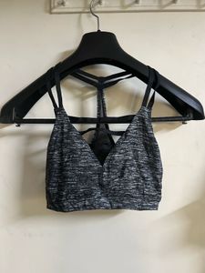 Gray & White Sports Bra