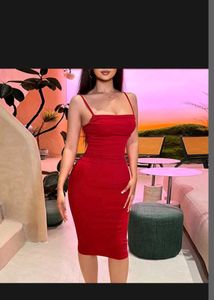 Red Bodycon Midi Dress