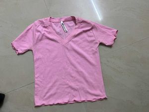 Pink V-Neck Tee
