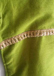 Green Kurta with Delicate Trim