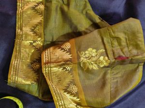 Purple &amp; Olive Green Kanchipuram Silk Saree
