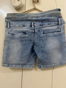 Blue Denim High-waist Shorts