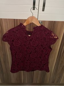 Burgundy Lace Top