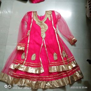 Pink & Gold Anarkali Dress