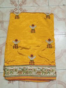 Yellow Embroidered Saree