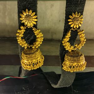 Sunflower Hoop Jumka Earrings