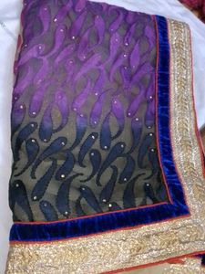 Elegant Embroidered Sarees - Set of Two