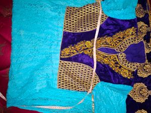 Teal &amp; Gold Embellished Anarkali Dress