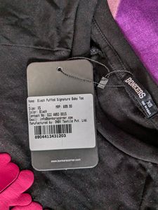 New Black Crop Top With Hot Pink Graphic