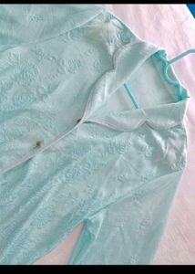 Blue Floral Mesh Top