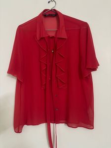 Zara Red Ruffle Top