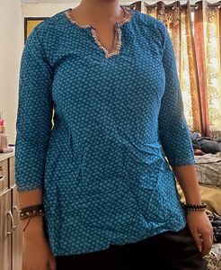 Westside Blue Green Kurti with Embroidery