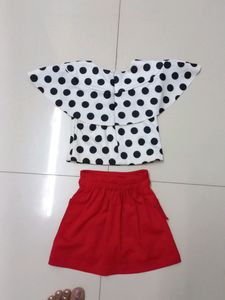 Polka Dot Top And Red Skirt .it&#39;s A New Product. Size 1 Year Baby Girl