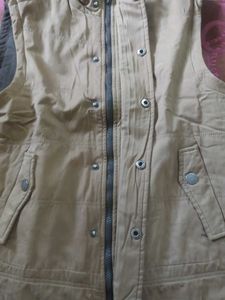 Khaki Reversible Sleeveless Puffer Vest