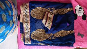 Nevy Blue Color Georgette Embroidery Saree