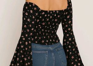 Floral Print Bell Sleeve Top