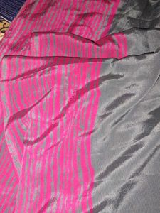 Grey Crape  Saree