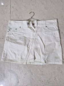 White Denim Mini Skirt