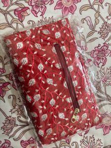 Red Embroidered Clutch Bag
