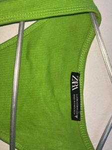 Zara Green Ribbed Tank Top