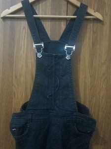 Denim Overalls with Distressed Details