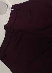 Burgundy Formal Pants For Women