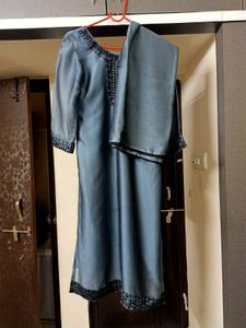 Women's Embroidered silk Kurti set