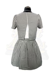 White And Black Check Midi Dress