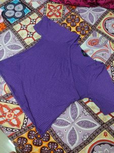 Purple Ribbed Knit Top