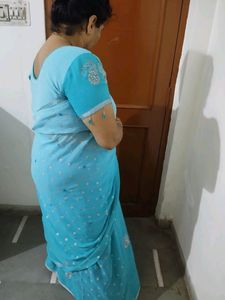 Blue Saree Designer With Stones