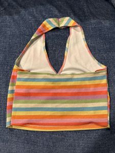 Retro Striped Halter Top