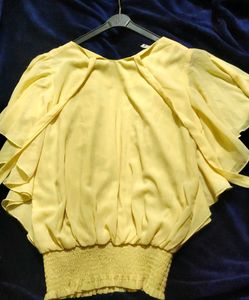 Yellow Ruffle sleeves Top
