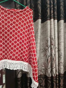 Red And White Cape Top