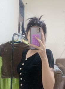 Cute Black Button-Up Top