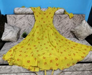 Yellow Floral Print Dress