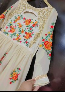 Cream Ethic Gown Multi Floral Print For 36 Bust