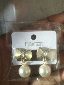 Bow Pearl Drop Earrings