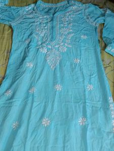 Light Blue Embroidered Kurta