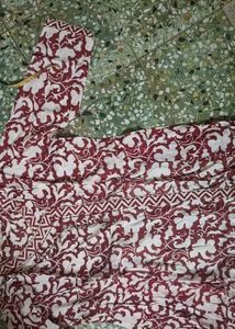 Maroon and White Print Fabric